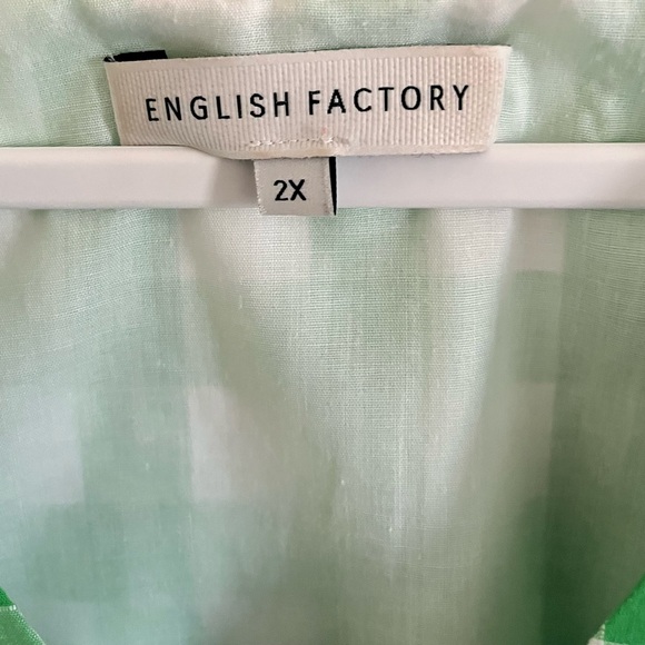 English Factory Green Gingham Puff Sleeve Dress 2X - Picture 3 of 4
